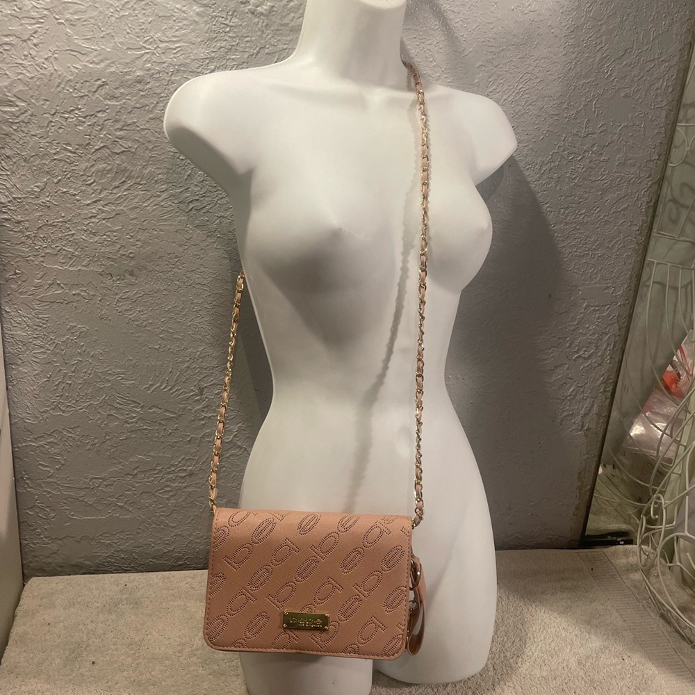 bebe Pink Logo-Embossed Chain Strap Crossbody